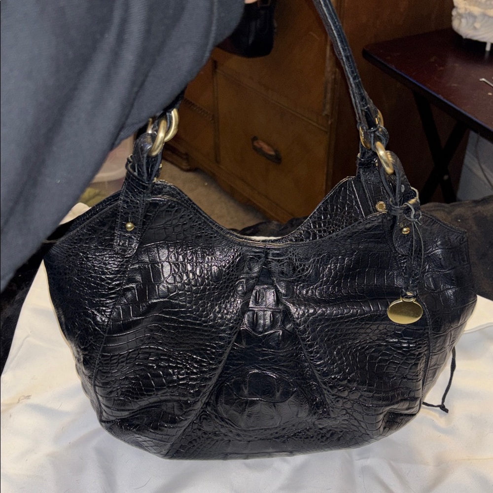 Brahmin Jacqueline Melbourne croc leather shoulder bag / satchel / hobo